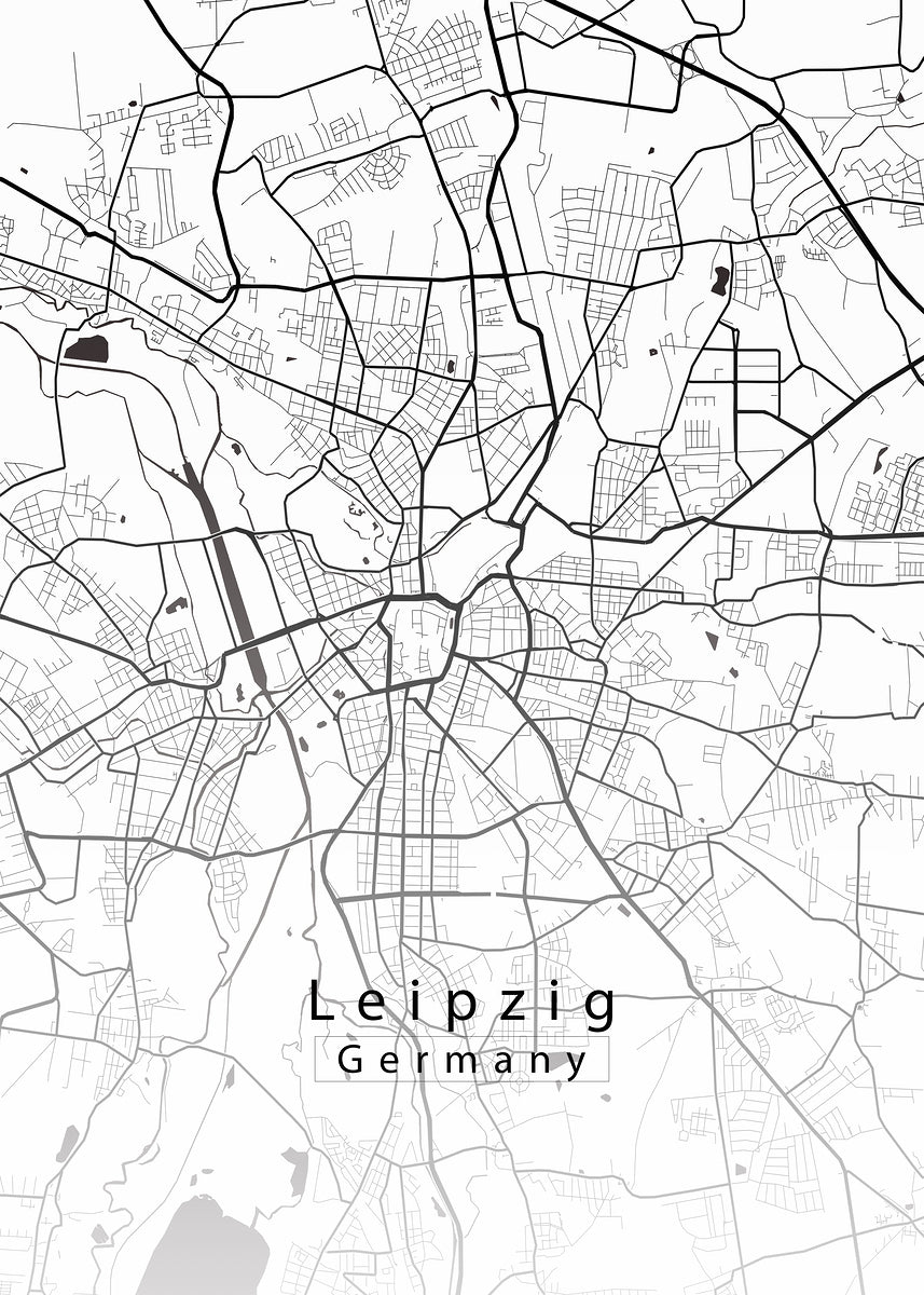 Leipzig Germany City Map white