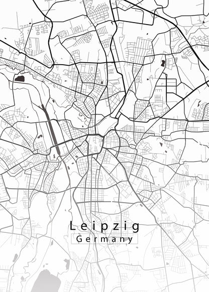 Leipzig Germany City Map white