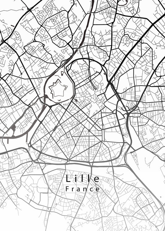 Lille France City Map white