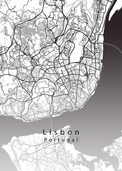 Lisbon Portugal City Map white