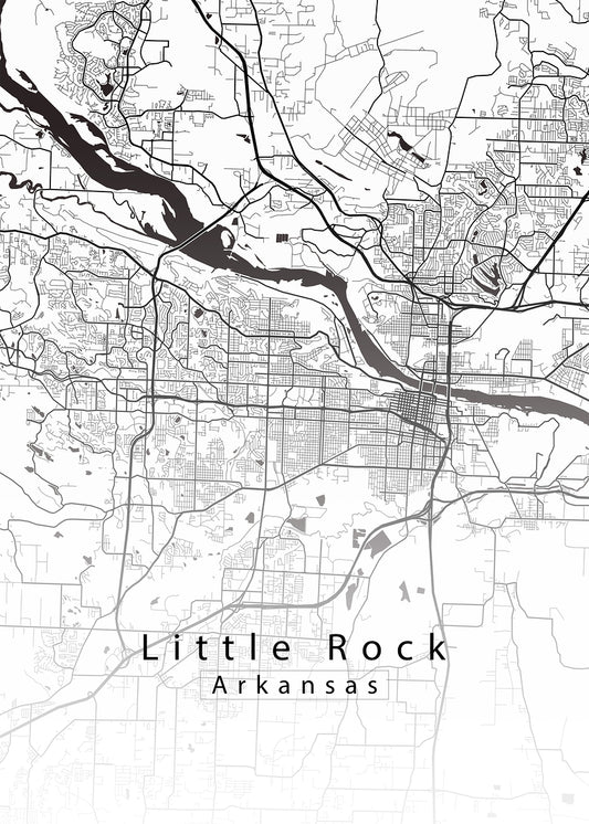 Little Rock Arkansas City Map white