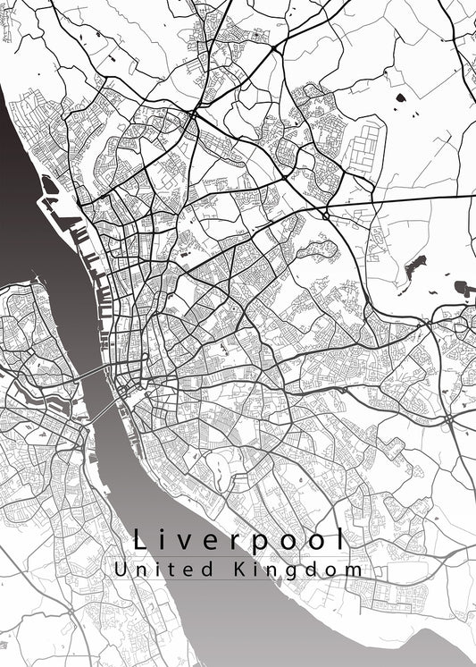 Liverpool United Kingdom City Map white