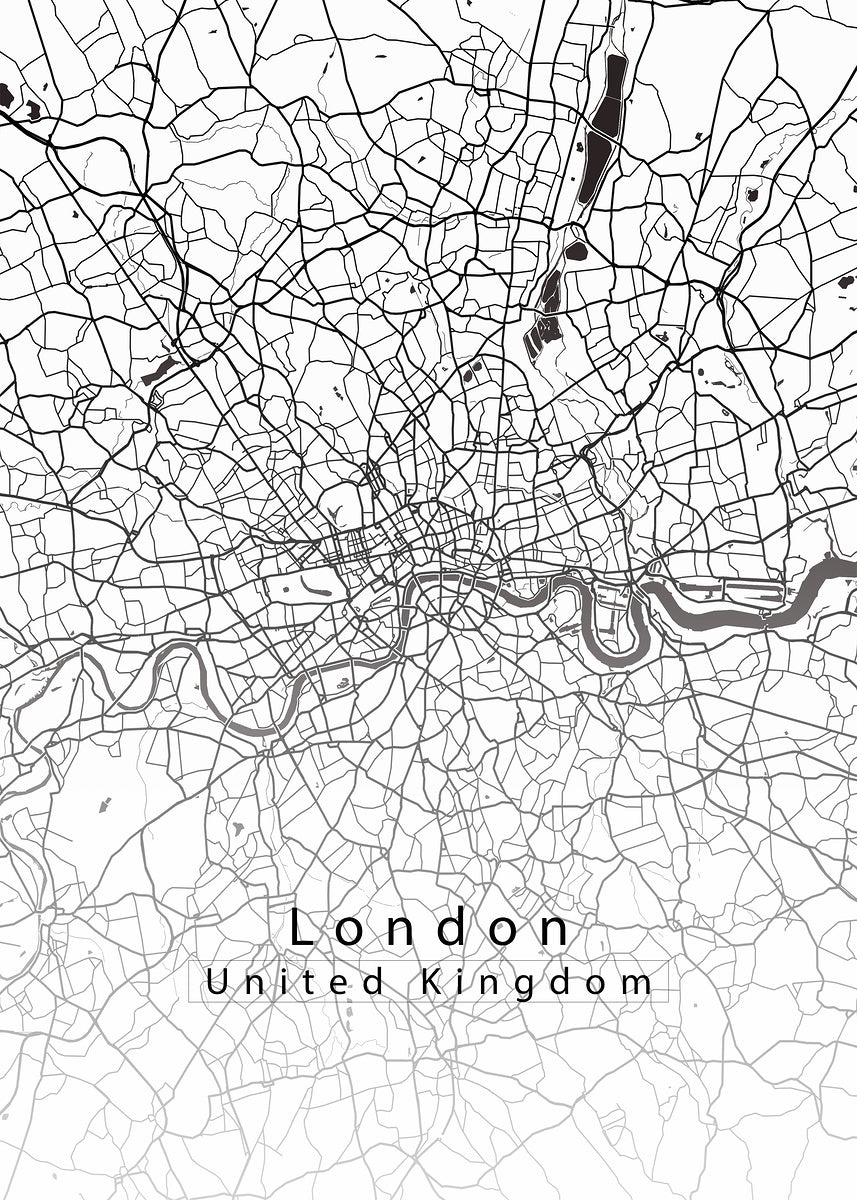 London United Kingdom City Map white