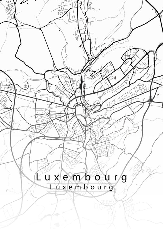 Luxembourg City Map white