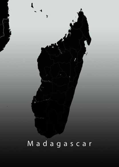 Madagascar Island Map black