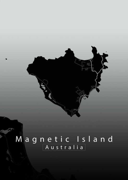 Magnetic Island Australia Island Map black