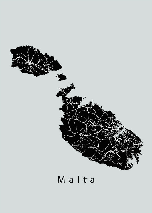 Malta Island Map black