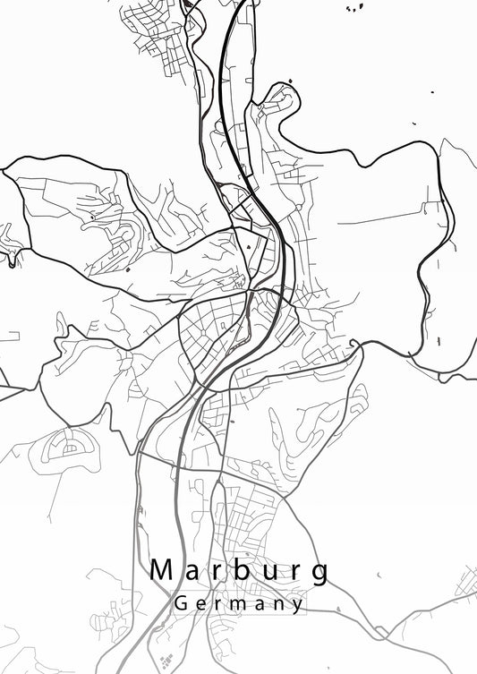 Marburg Germany City Map white