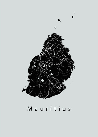 Mauritius Island Map black