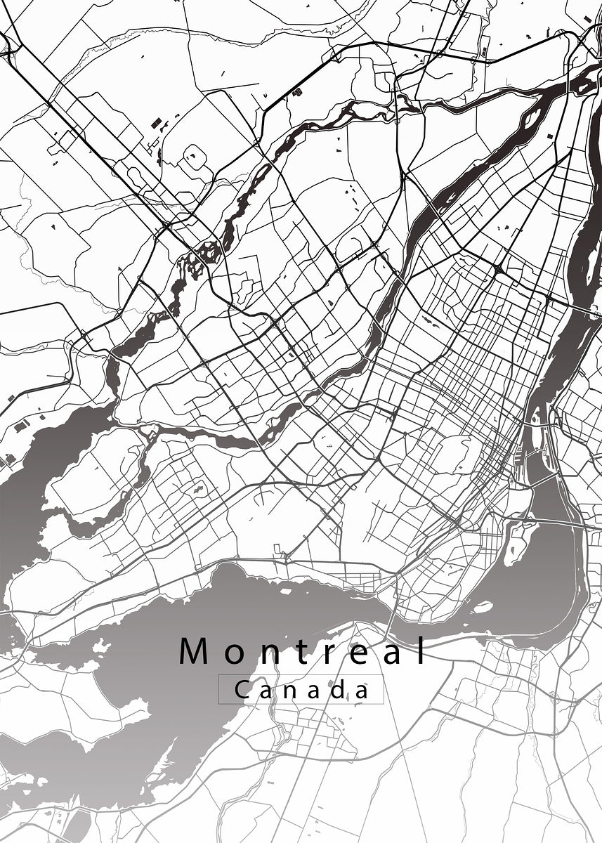 Montreal Canada City Map white