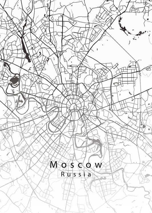 Moscow Russia City Map white