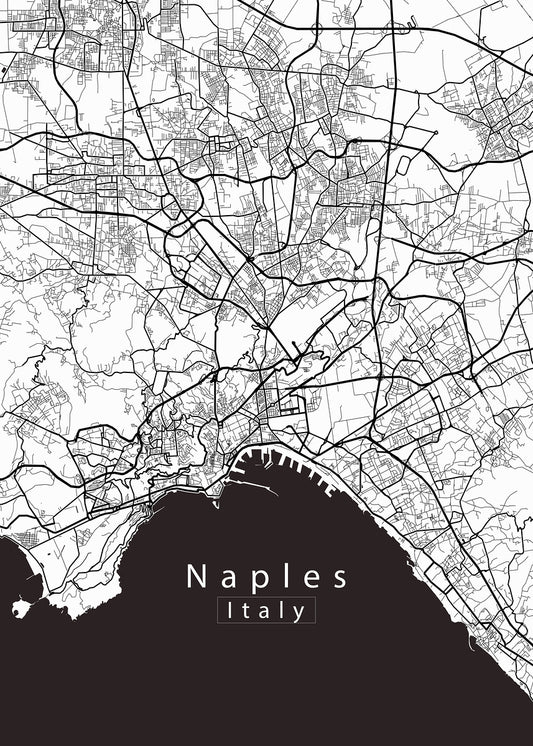 Naples Italy City Map white