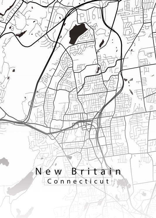 New Britain Connecticut City Map white