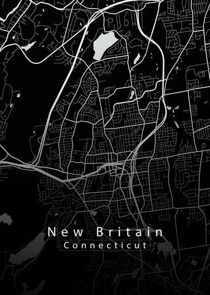 New Britain Connecticut City Map black