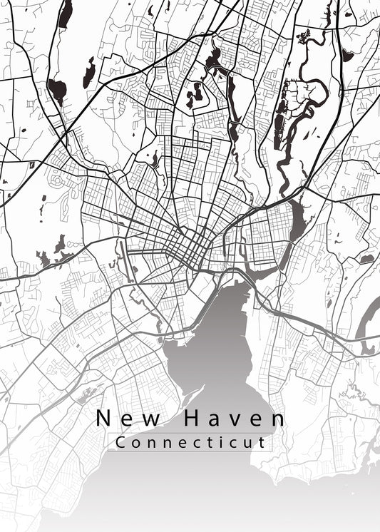 New Haven Connecticut City Map white