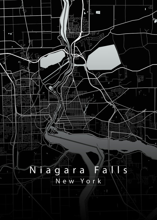 Niagara Falls New York City Map black