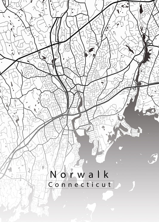 Norwalk Connecticut City Map white