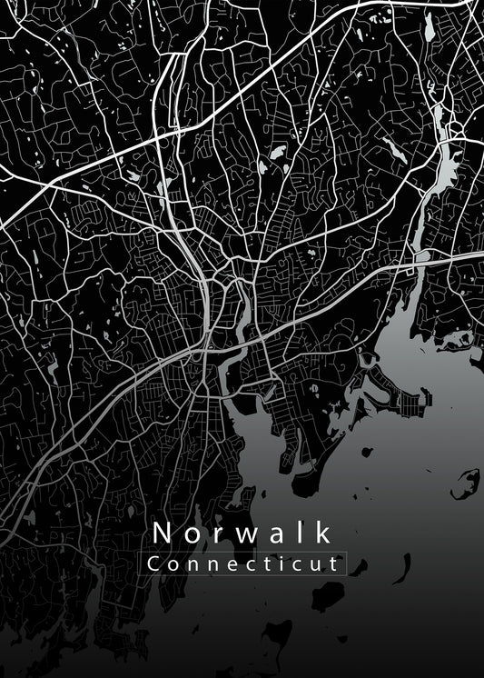 Norwalk Connecticut City Map black