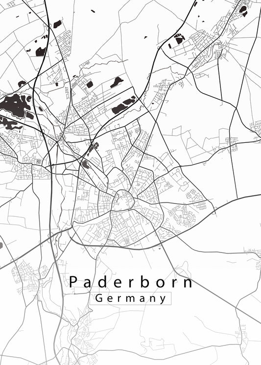 Paderborn Germany City Map white