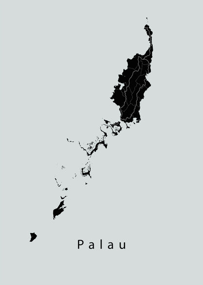 Palau Island Map black