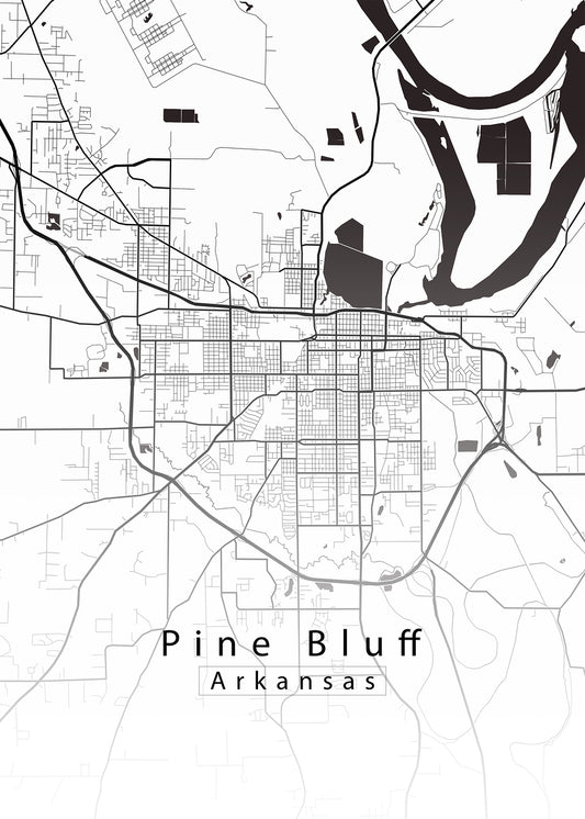 Pine Bluff Arkansas City Map white