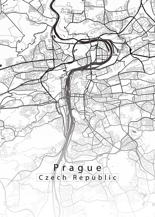 Prague Czech Republic City Map white