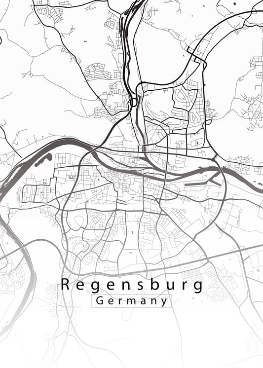 Regensburg Germany City Map white