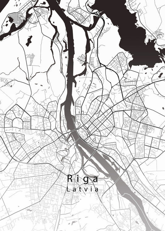 Riga Latvia City Map white