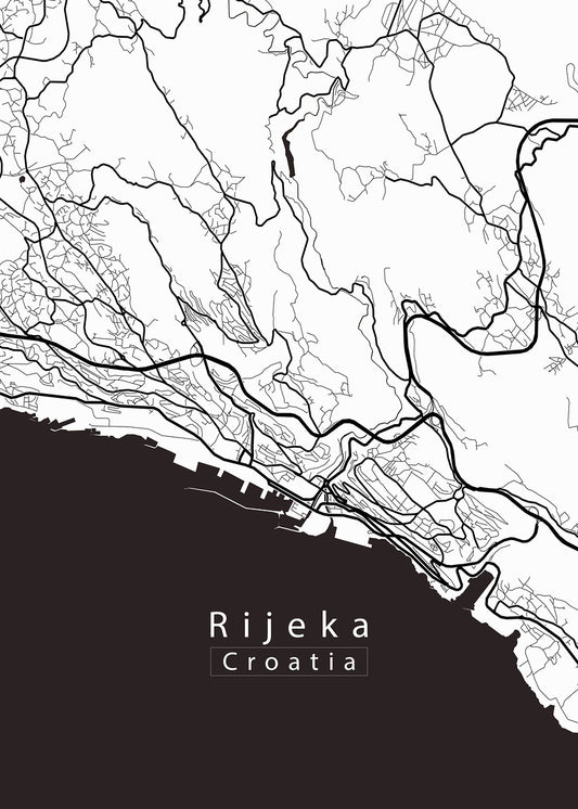 Rijeka Croatia City Map white