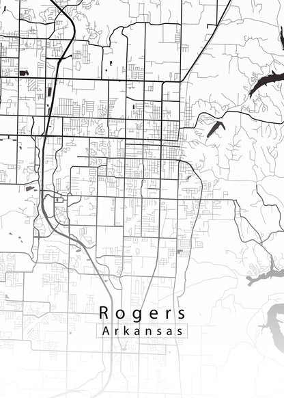 Rogers Arkansas City Map white