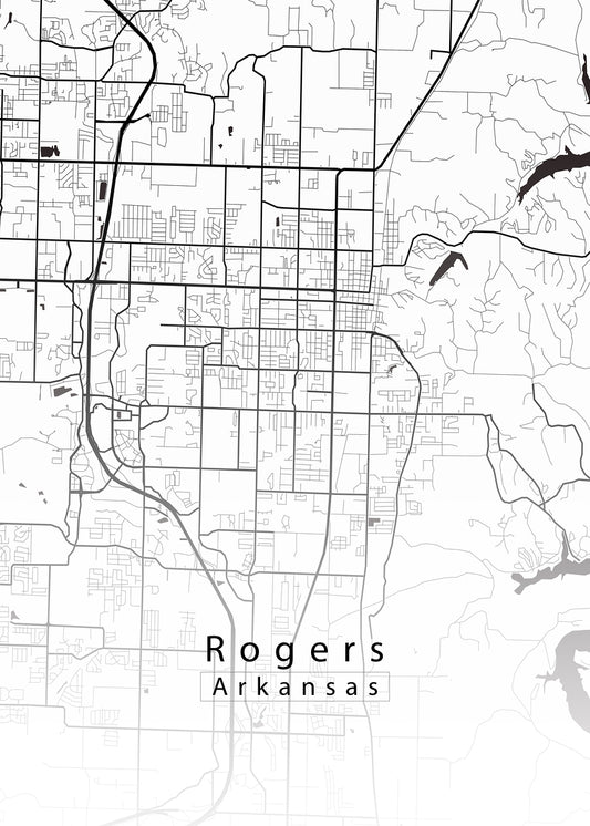 Rogers Arkansas City Map white