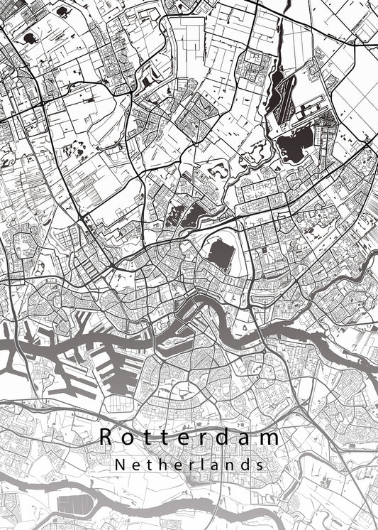 Rotterdam Netherlands City Map white