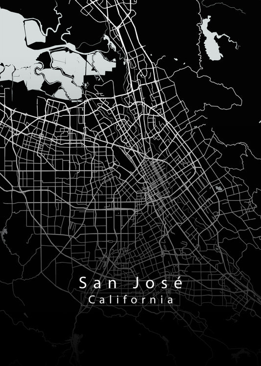 San Jose California City Map black