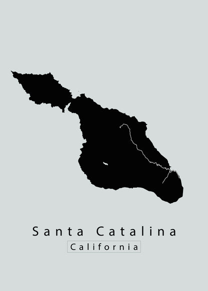 Santa Catalina California Island Map black