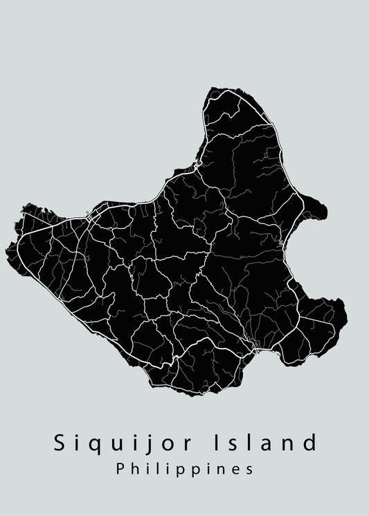 Siquijor Island Philippines Map black