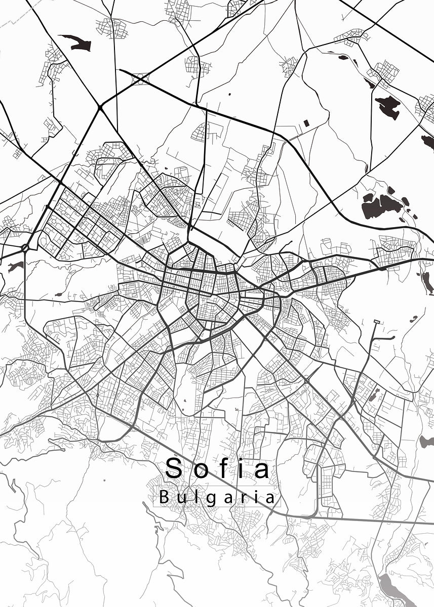 Sofia Bulgaria City Map white