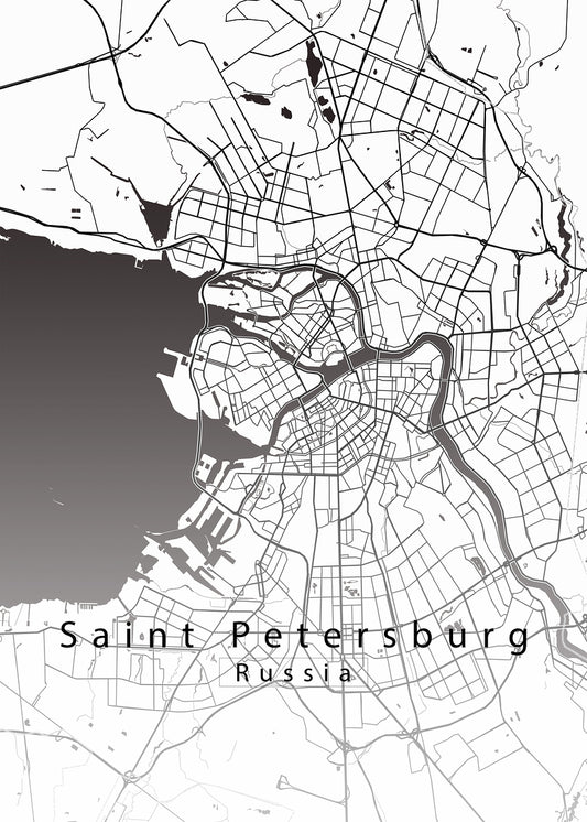 St. Petersburg Russia City Map white