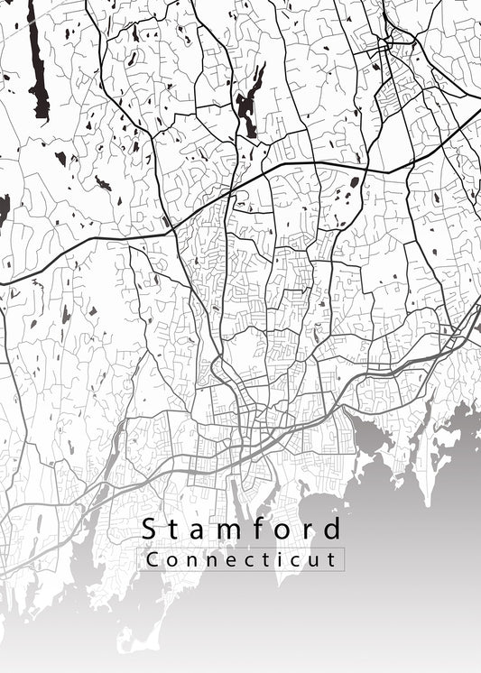 Stamford Connecticut City Map white