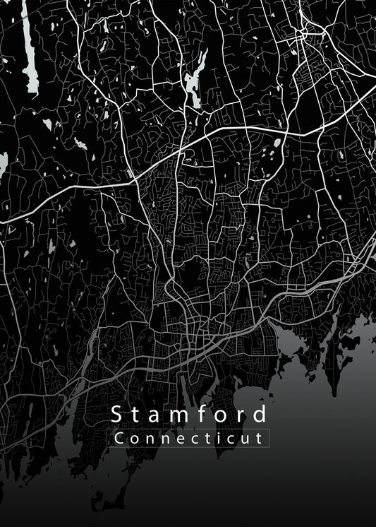 Stamford Connecticut City Map black