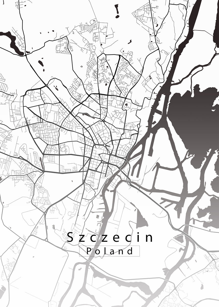 Szczecin Poland City Map white