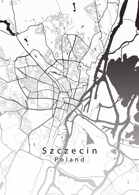 Szczecin Poland City Map white