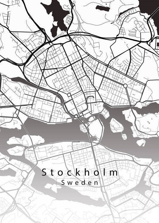 Stockholm Sweden City Map white