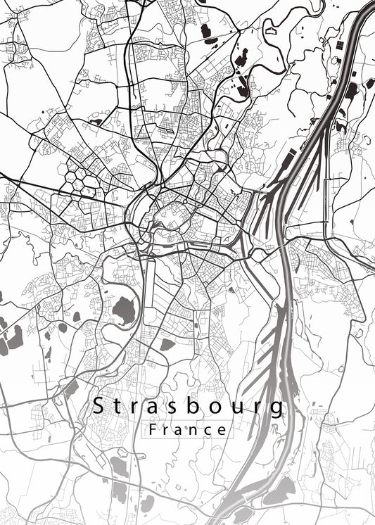 Strasbourg France City Map white