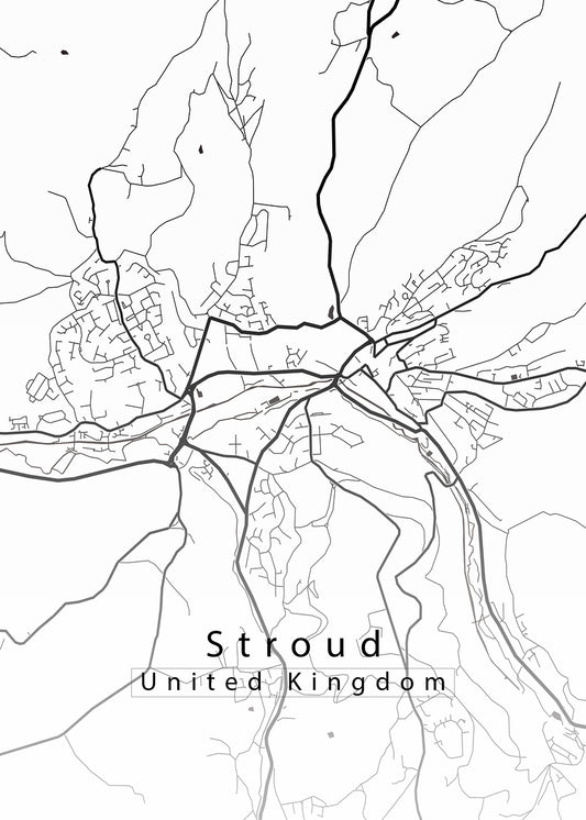 Stroud United Kingdom City Map white