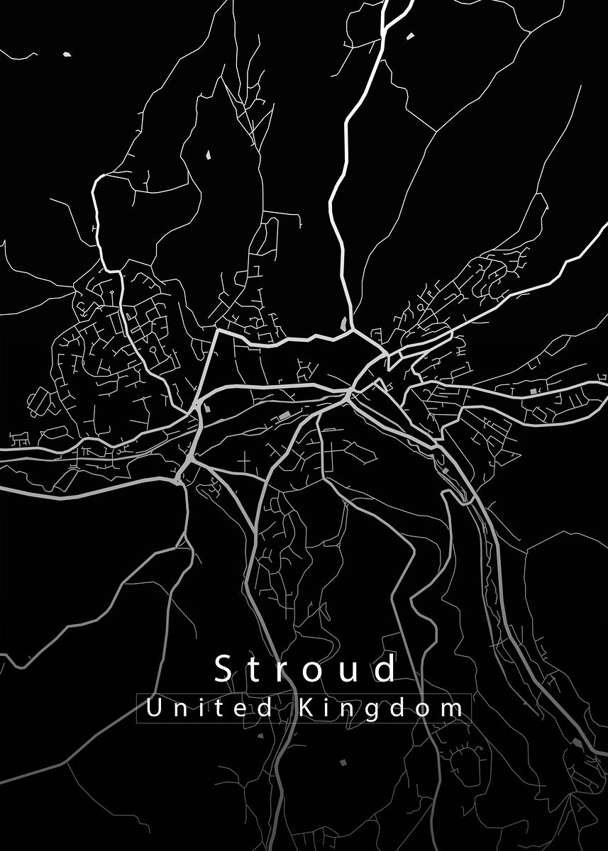 Stroud United Kingdom City Map black