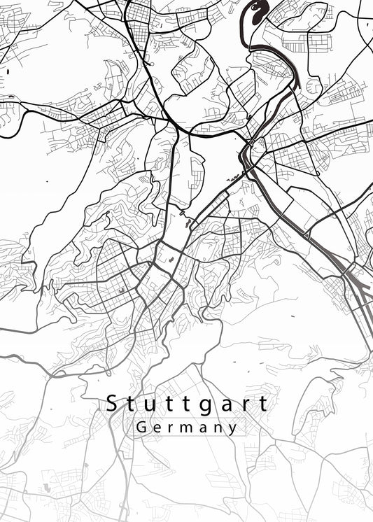 Stuttgart Germany City Map white