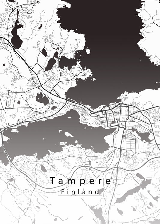 Tampere Finland City Map white