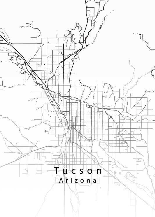 Tucson Arizona City Map white