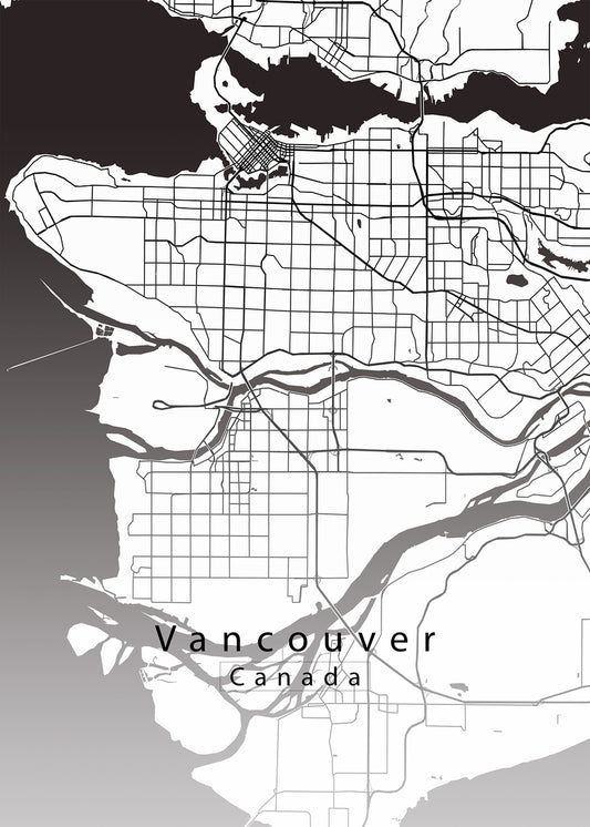 Vancouver Canada City Map white