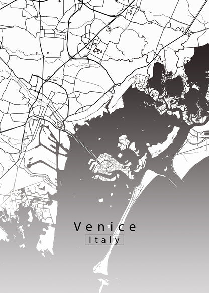 Venice Italy City Map white